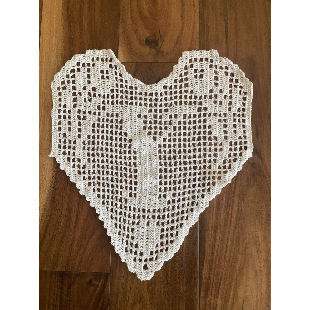 Handmade Crochet Doily Filet Monogram Heart Letter Y White